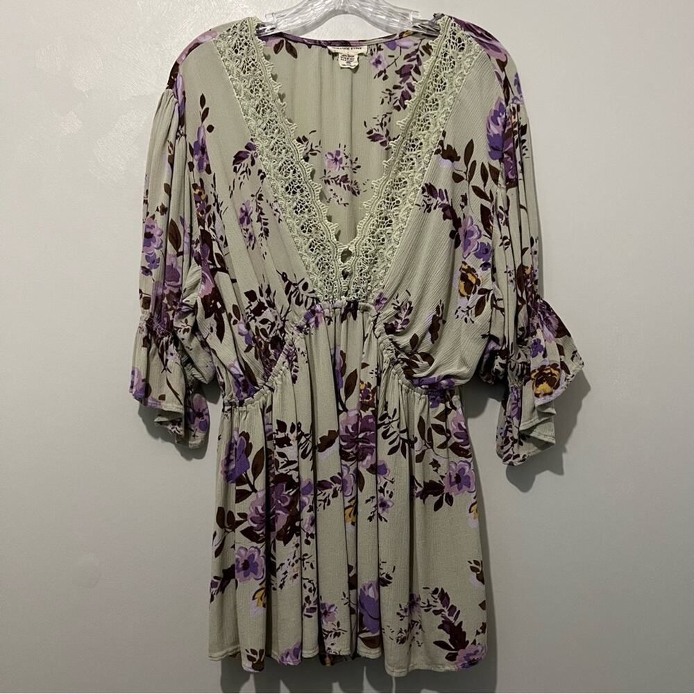 Romantic Gypsy Boho Chic Floral V-neck Tunic | Women’s Size 2X